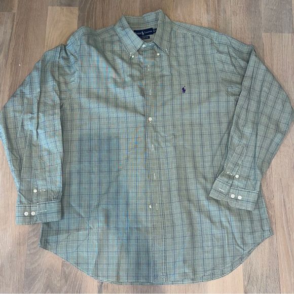 Polo Ralph Lauren Other - Polo Ralph Lauren, Men’s Button Down Dress Shirt, XL, Plaid, Sage/Navy, Classic